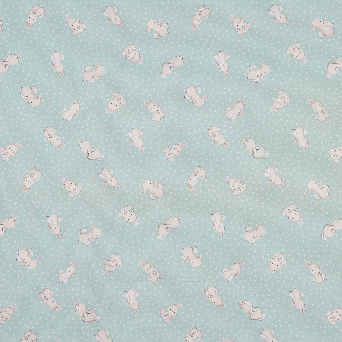 Piqué Algodón Conejitos Verde Suave - Ribes y Casals