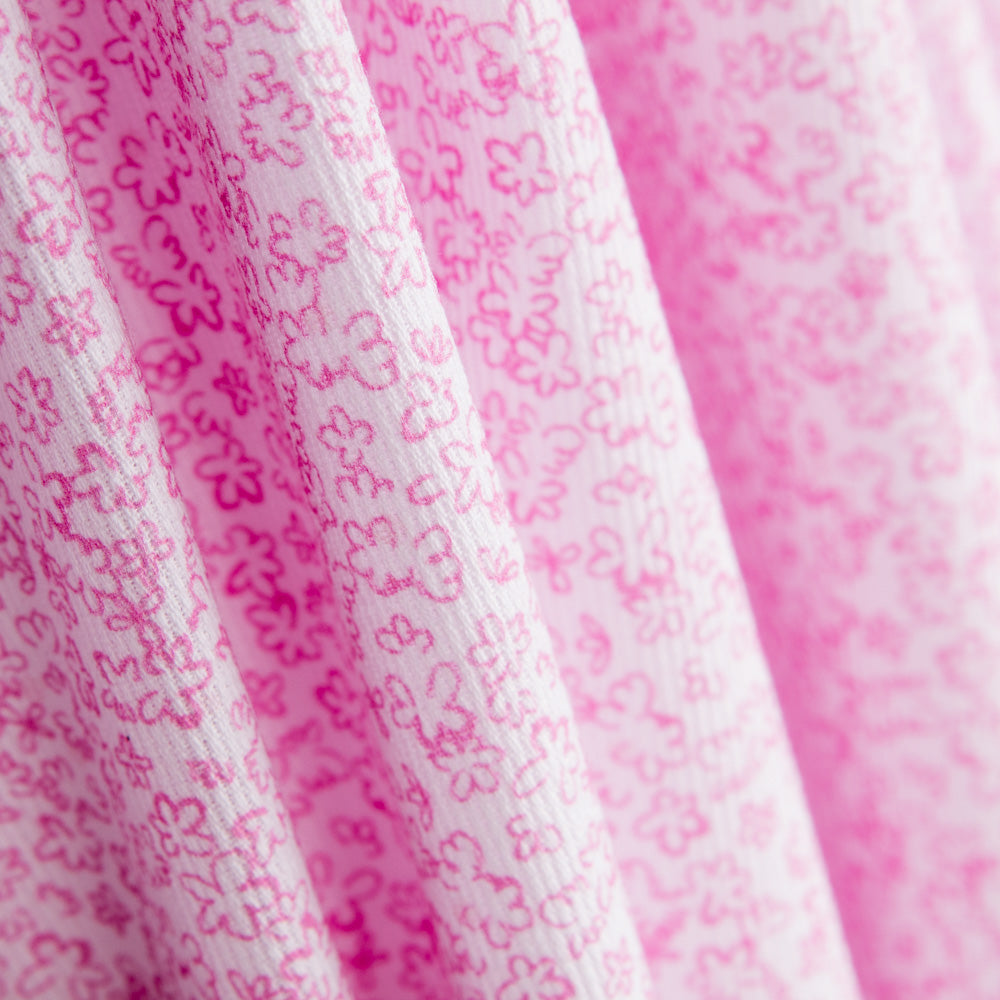 Retal Piqué Canutillo Flores Blanco 100x140 cm - Ribes y Casals