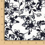 Piqué Poliéster Flores Negro - Ribes y Casals