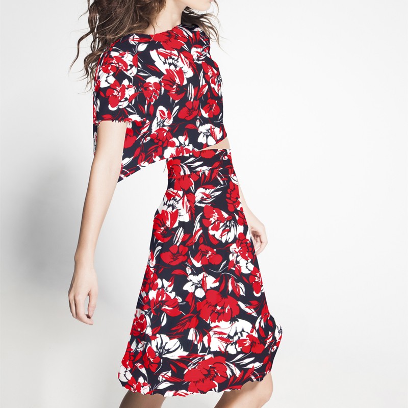 Plana Poliéster Tropical Roja - Ribes y Casals