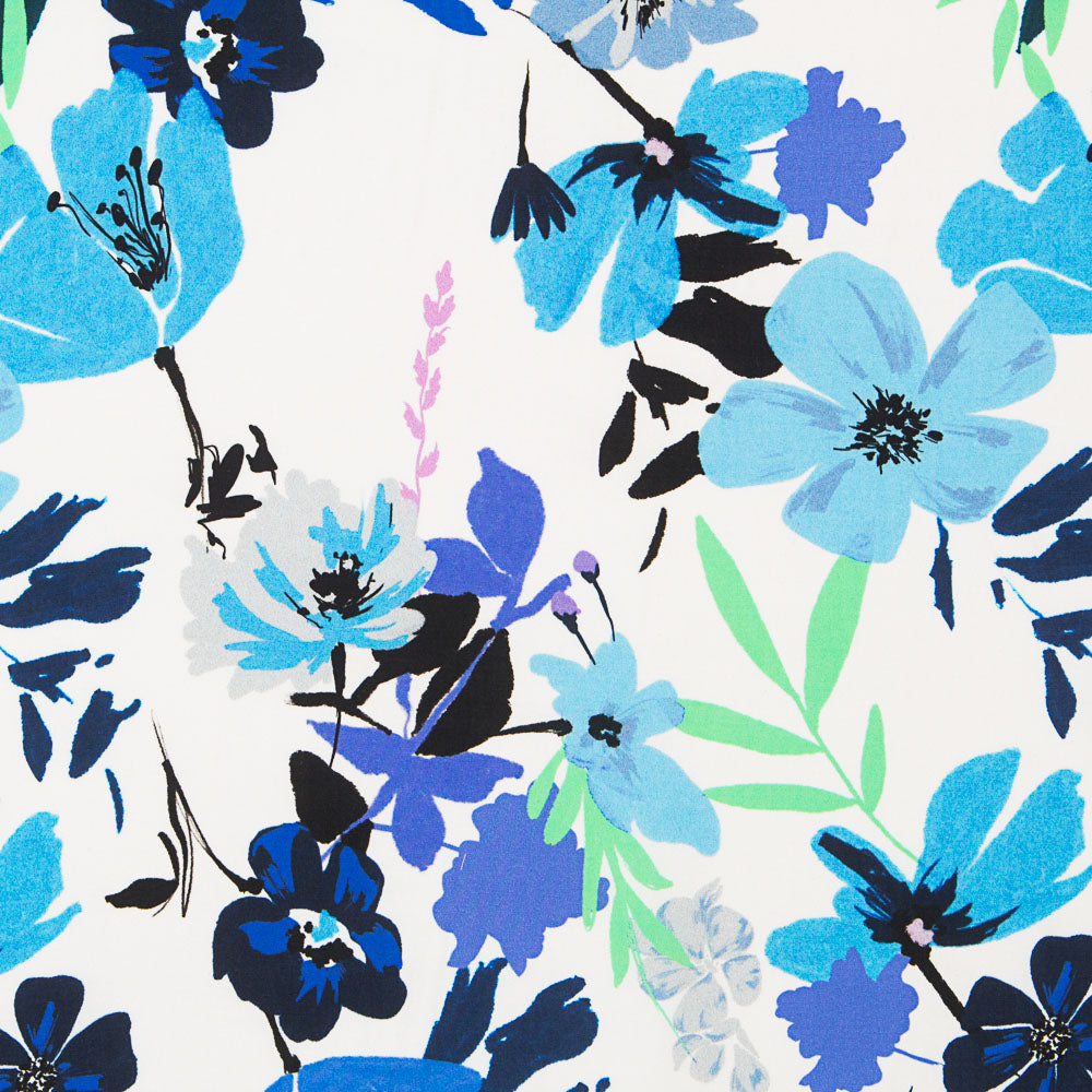 Plana Poliéster Flores Azules - Ribes y Casals