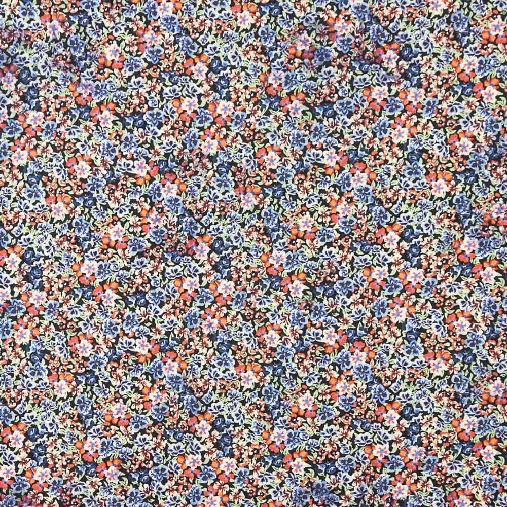 Plana Spandex Viscosa Spandex Mini Flor Azul - Ribes y Casals