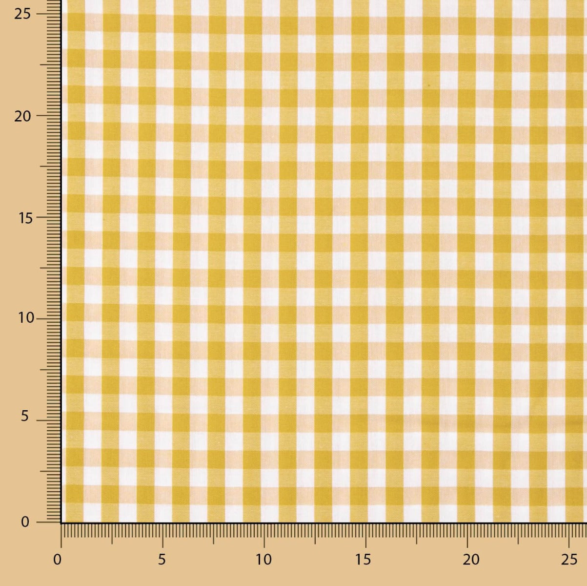 Popelín Algodón Cuadros Maxi Ocre - Ribes y Casals