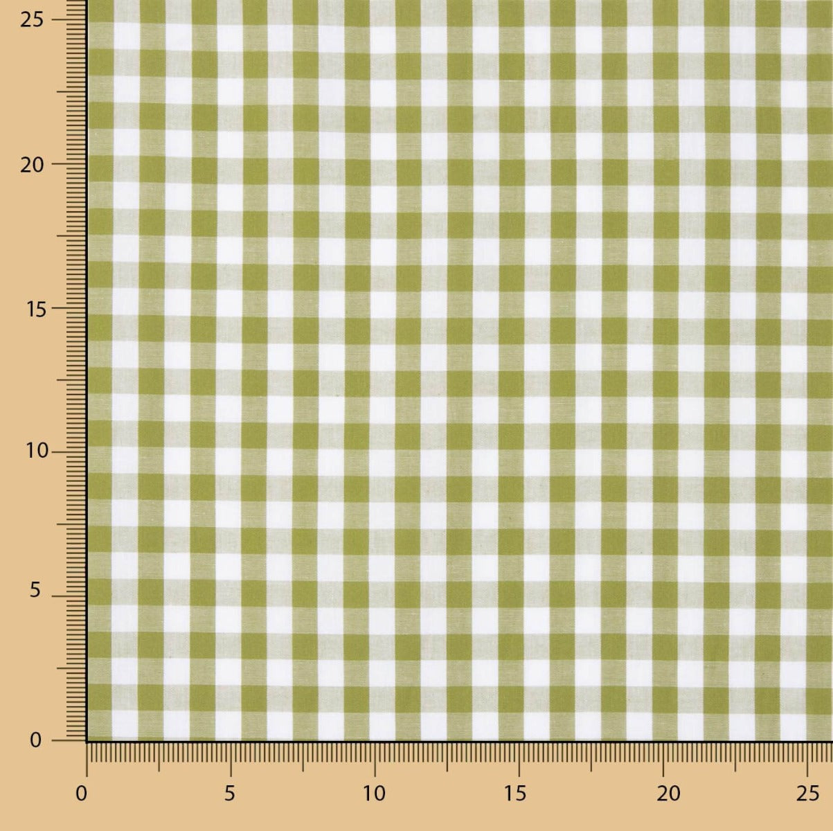 Popelín Algodón Cuadros Maxi Verde Oliva - Ribes y Casals