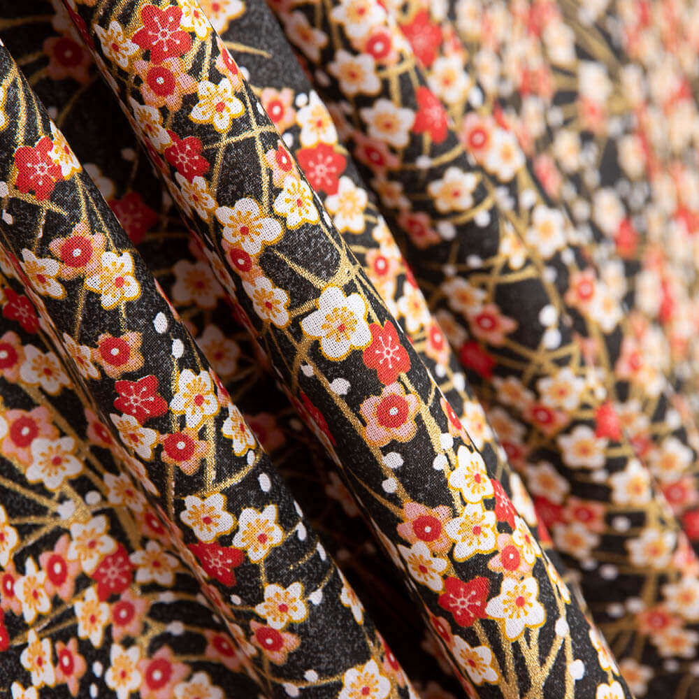 Popelín Algodón Flores Shang Rojo Oeko-Tex® - Ribes y Casals