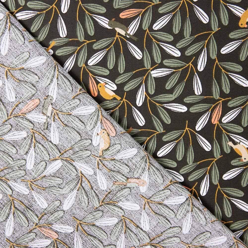 Popelín Algodón Infantil Bosque Verde Pájaro - Ribes y Casals