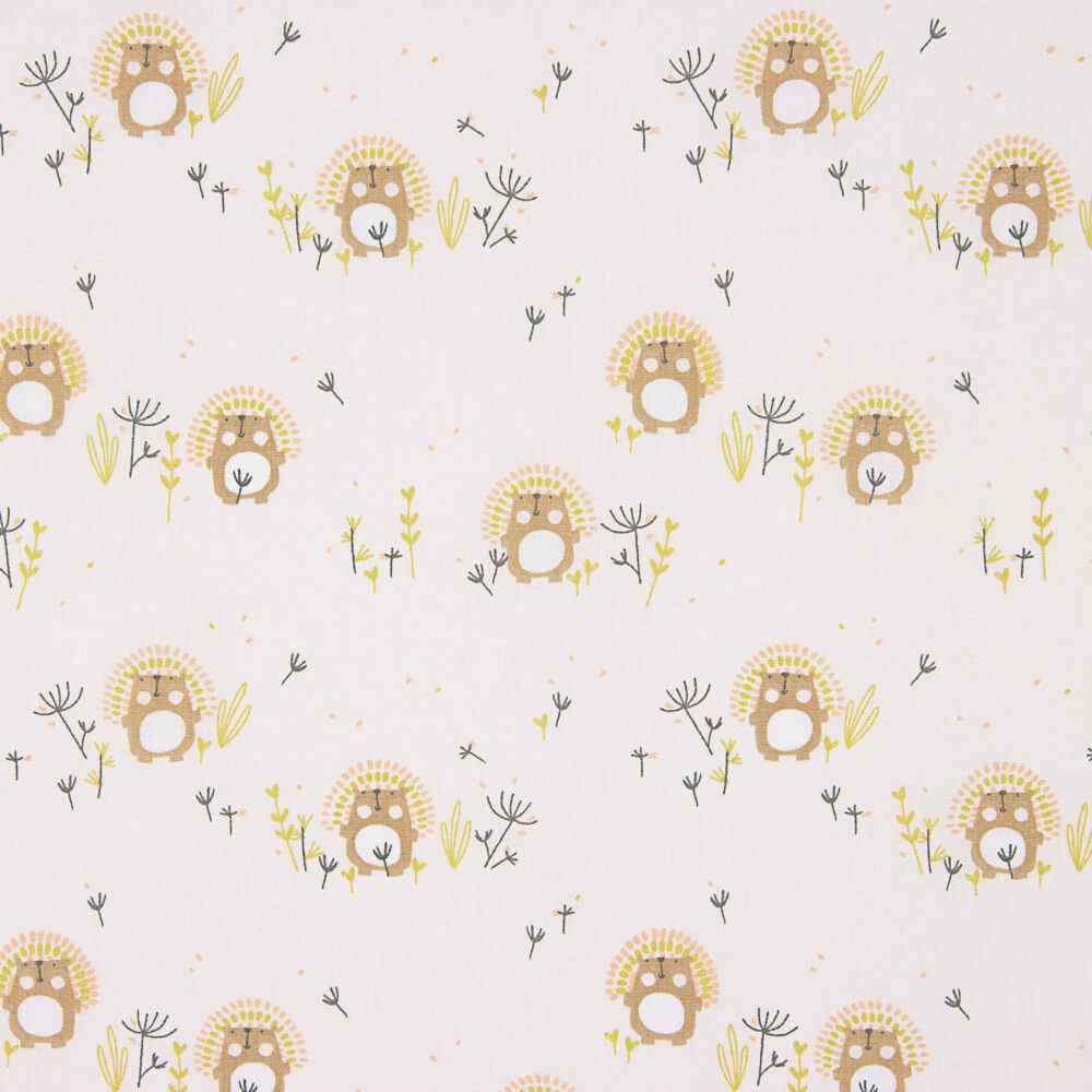 Popelín Algodón Infantil Erizo Rosa - Ribes y Casals