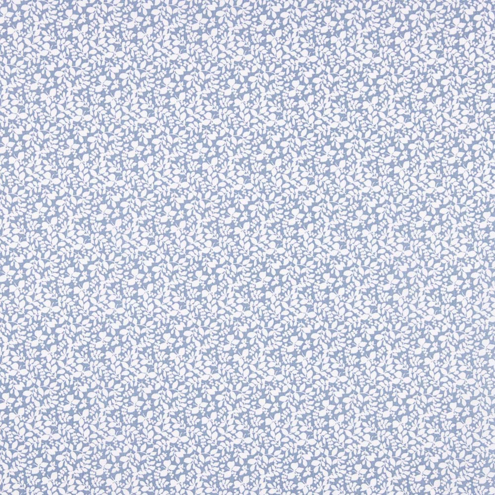 Popelín Algodón Infantil Hojas Azul Denim - Ribes y Casals