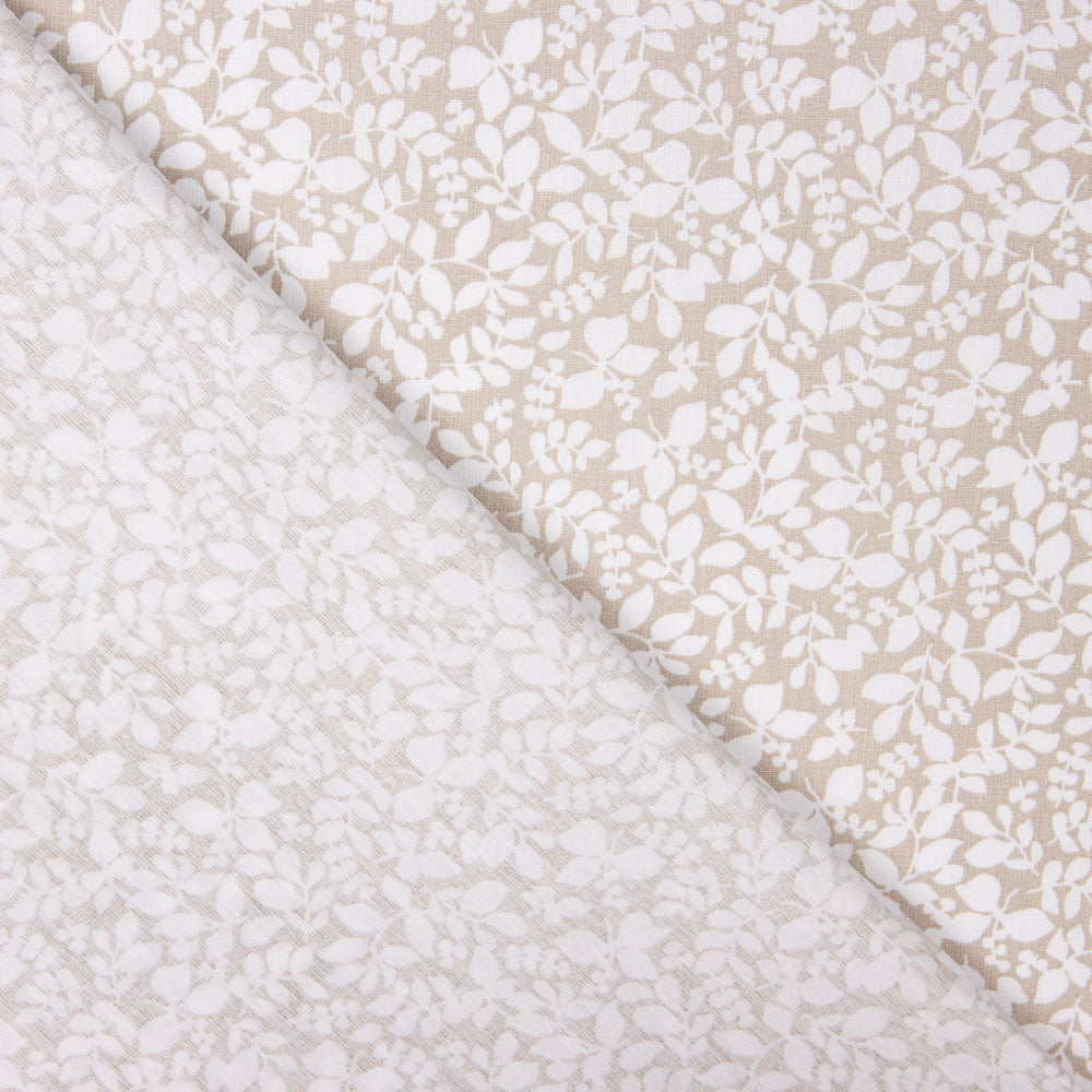 Popelín Algodón Infantil Hojas Beige - Ribes y Casals