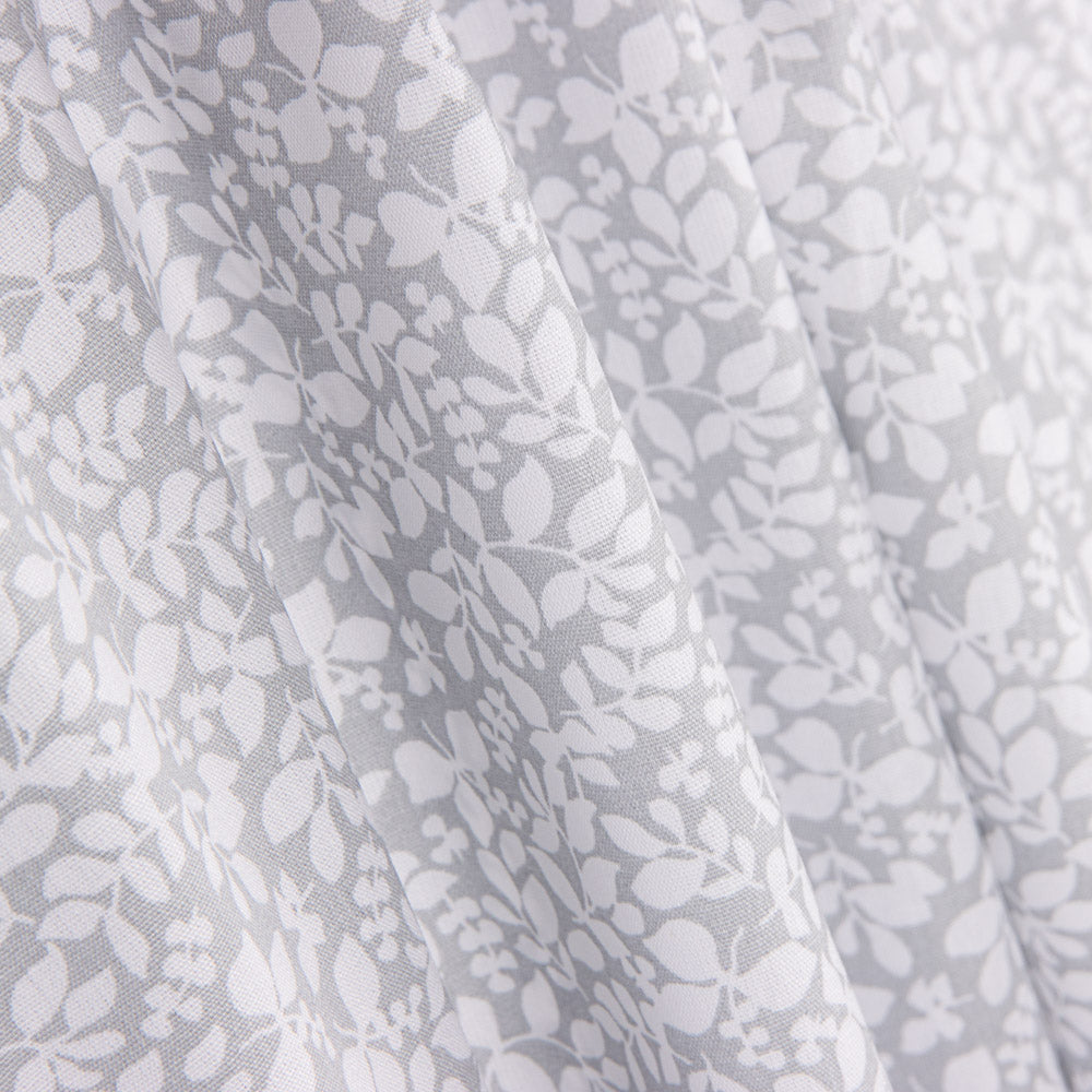 Popelín Algodón Infantil Hojas Gris Claro - Ribes y Casals