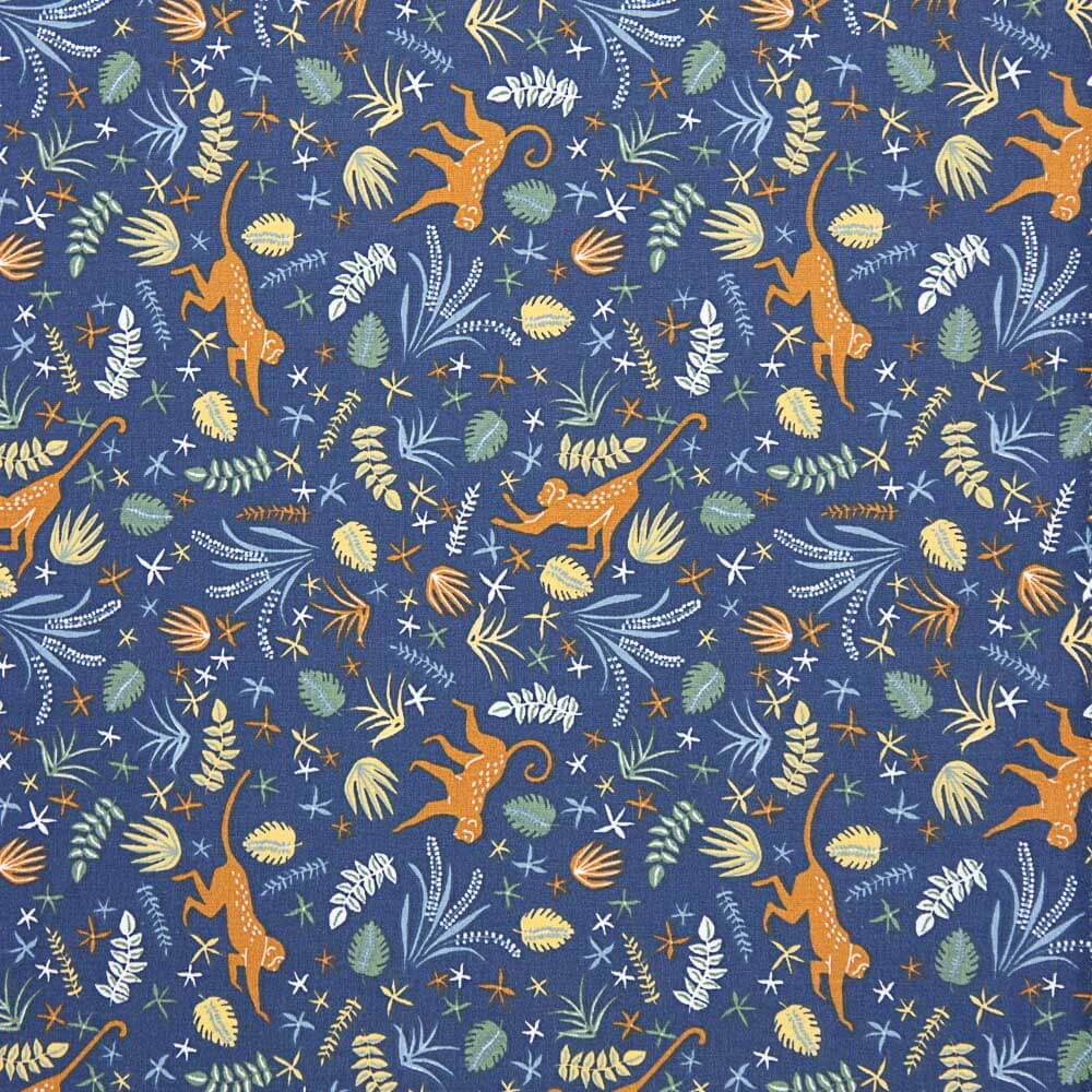 Popelín Algodón Infantil Mono Azul Marino - Ribes y Casals