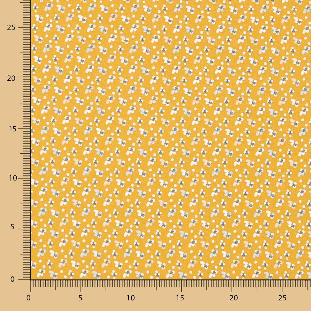 Popelín Algodón Mini Flor Ocre - Ribes y Casals