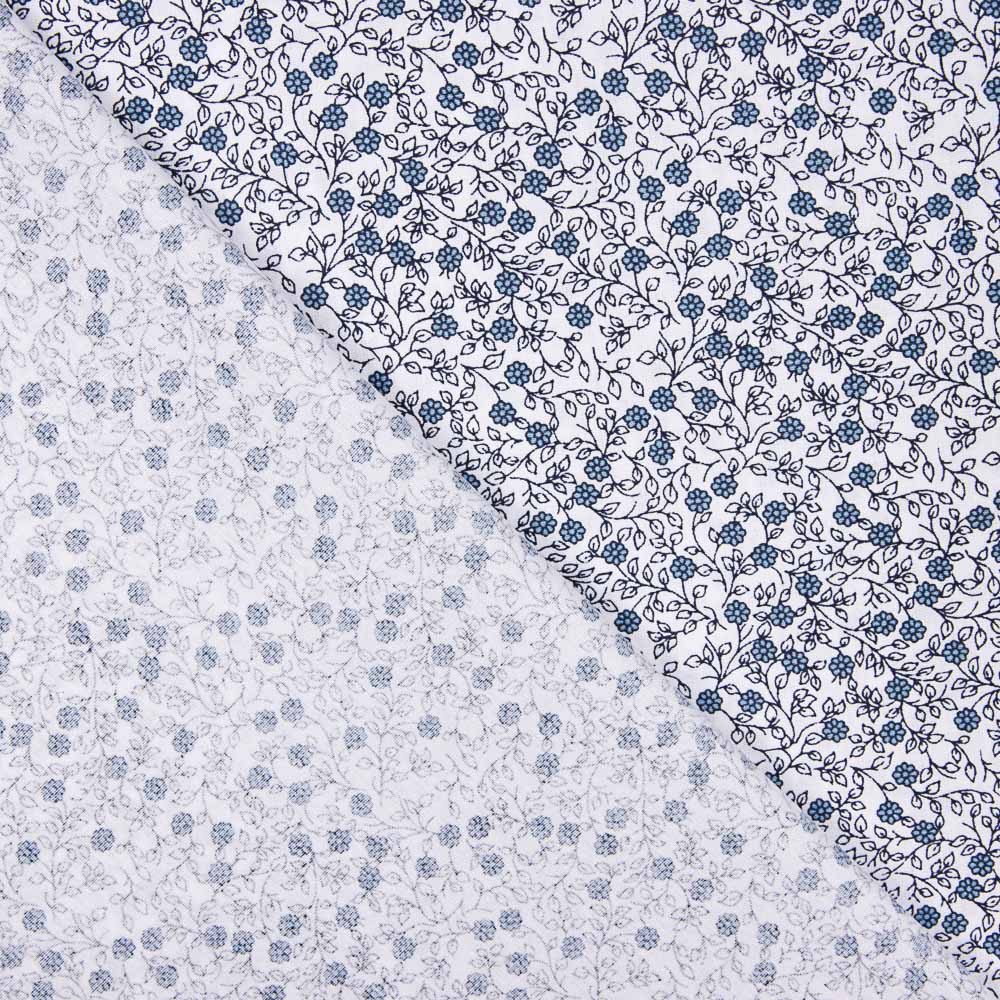 Popelín Algodón Minimals Blanco-Azul - Ribes y Casals