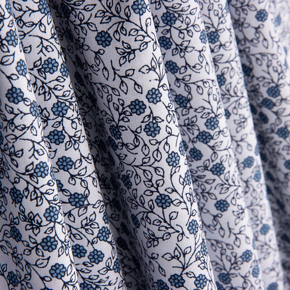 Popelín Algodón Minimals Blanco-Azul - Ribes y Casals