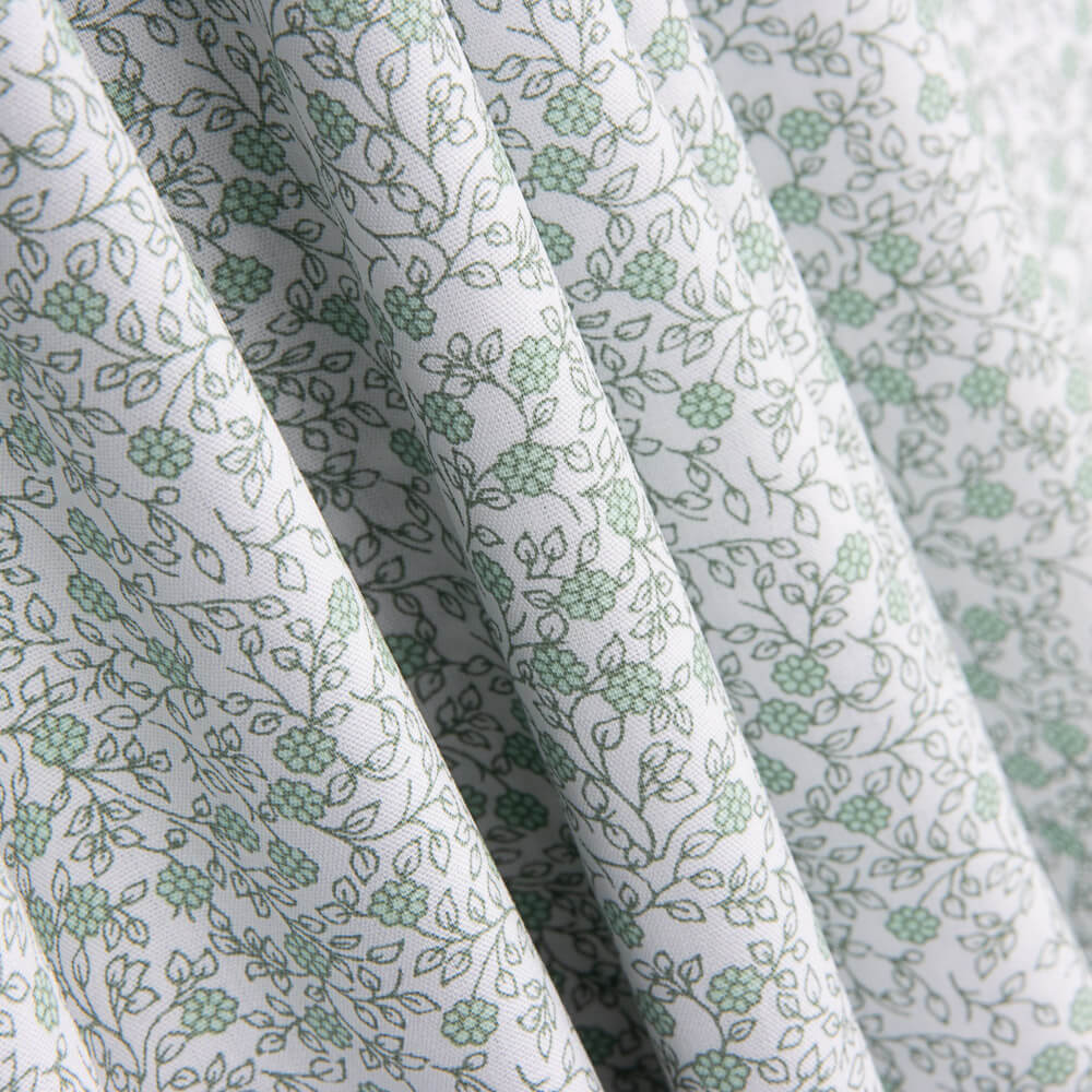 Popelín Algodón Minimals Blanco-Verde - Ribes y Casals