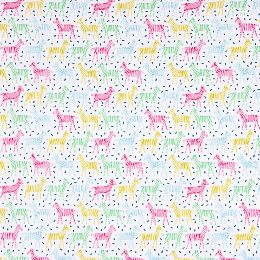 Popelín Algodón Orgánico Infantil Cebras Multicolor - Ribes y Casals