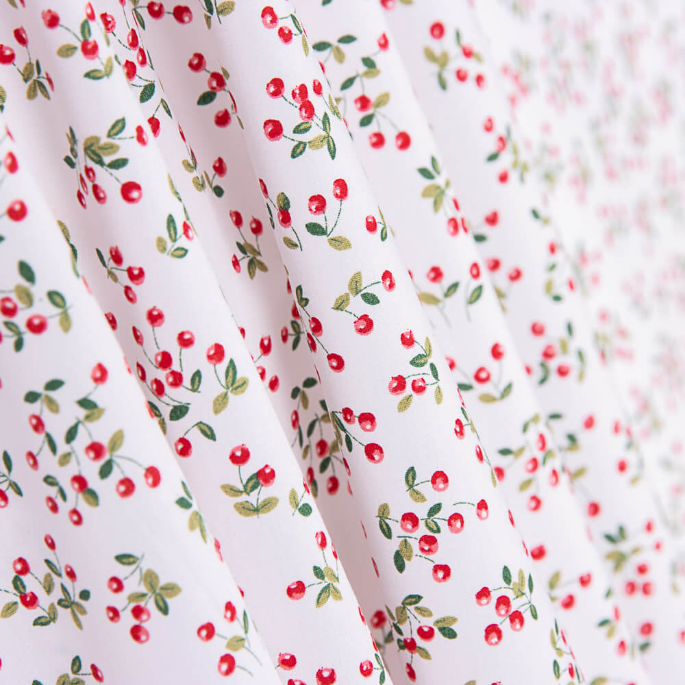 Popelín Algodón Orgánico Infantil Cerezas Mini - Ribes y Casals