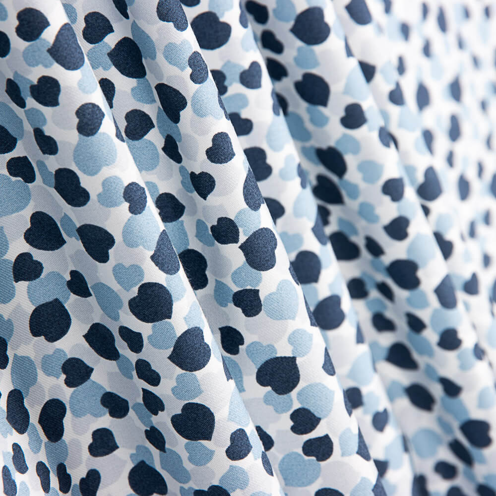 Popelín Algodón Orgánico Infantil Corazones Azules - Ribes y Casals