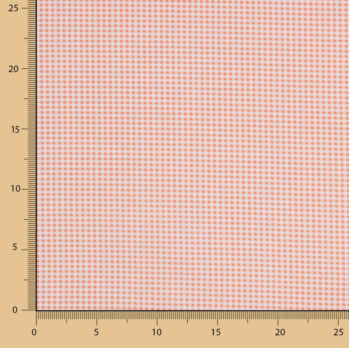 Popelín Algodón Orgánico Infantil Cuadro Pequeño Naranja - Ribes y Casals