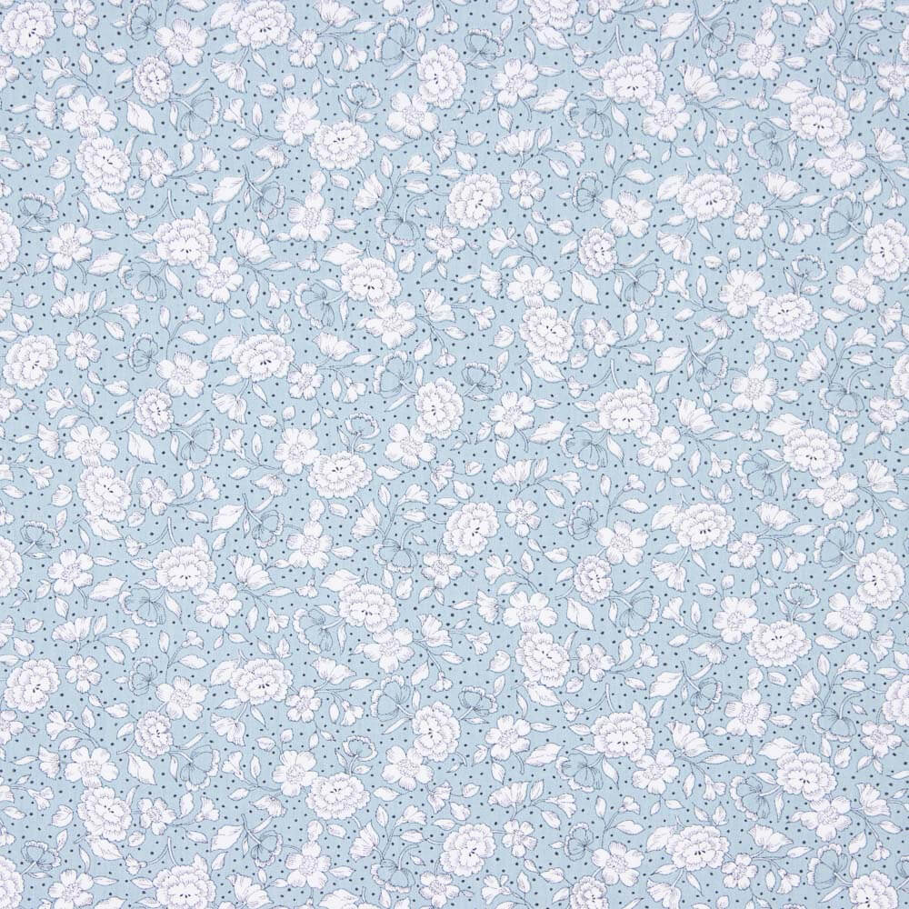 Popelín Algodón Orgánico Infantil Flor Lunar Azul - Ribes y Casals