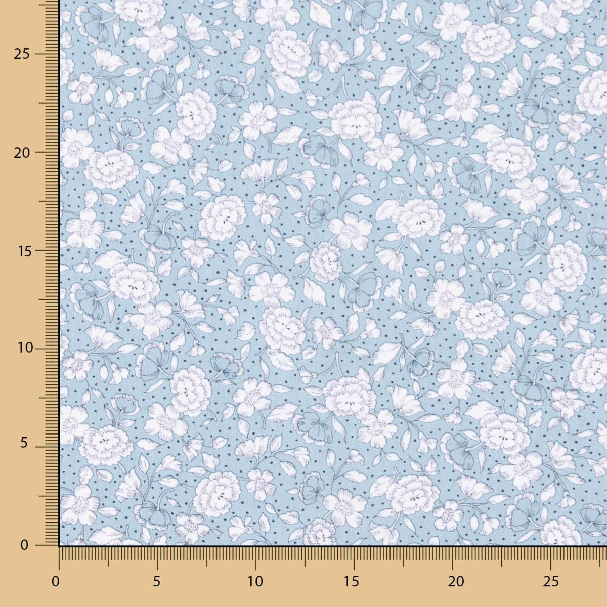 Popelín Algodón Orgánico Infantil Flor Lunar Azul - Ribes y Casals