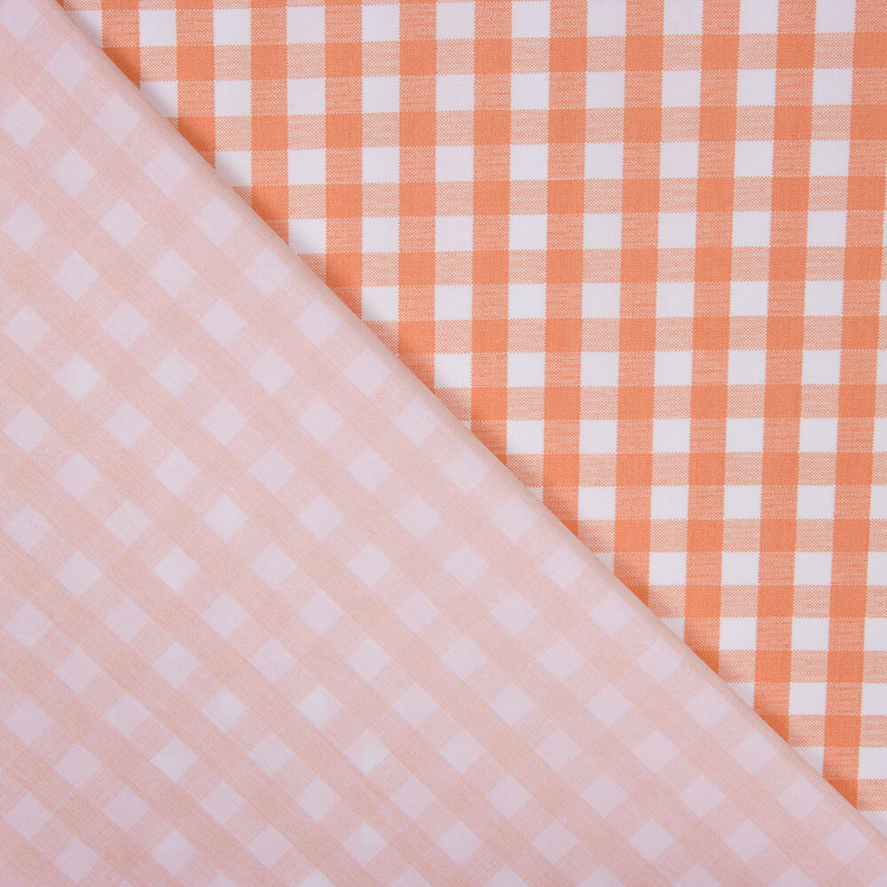 Popelín Algodón Orgánico Infantil Maxi Cuadro Naranja - Ribes y Casals