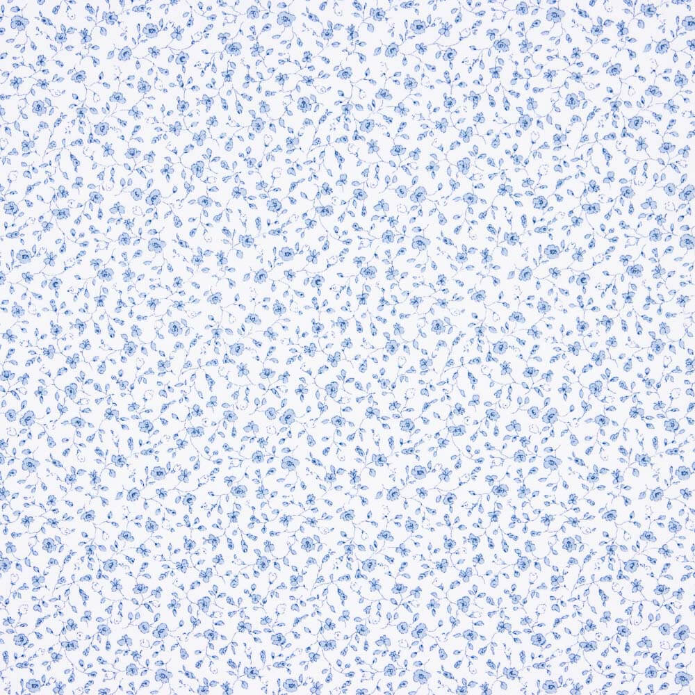 Popelín Algodón Orgánico Infantil Mini Flor Azul - Ribes y Casals