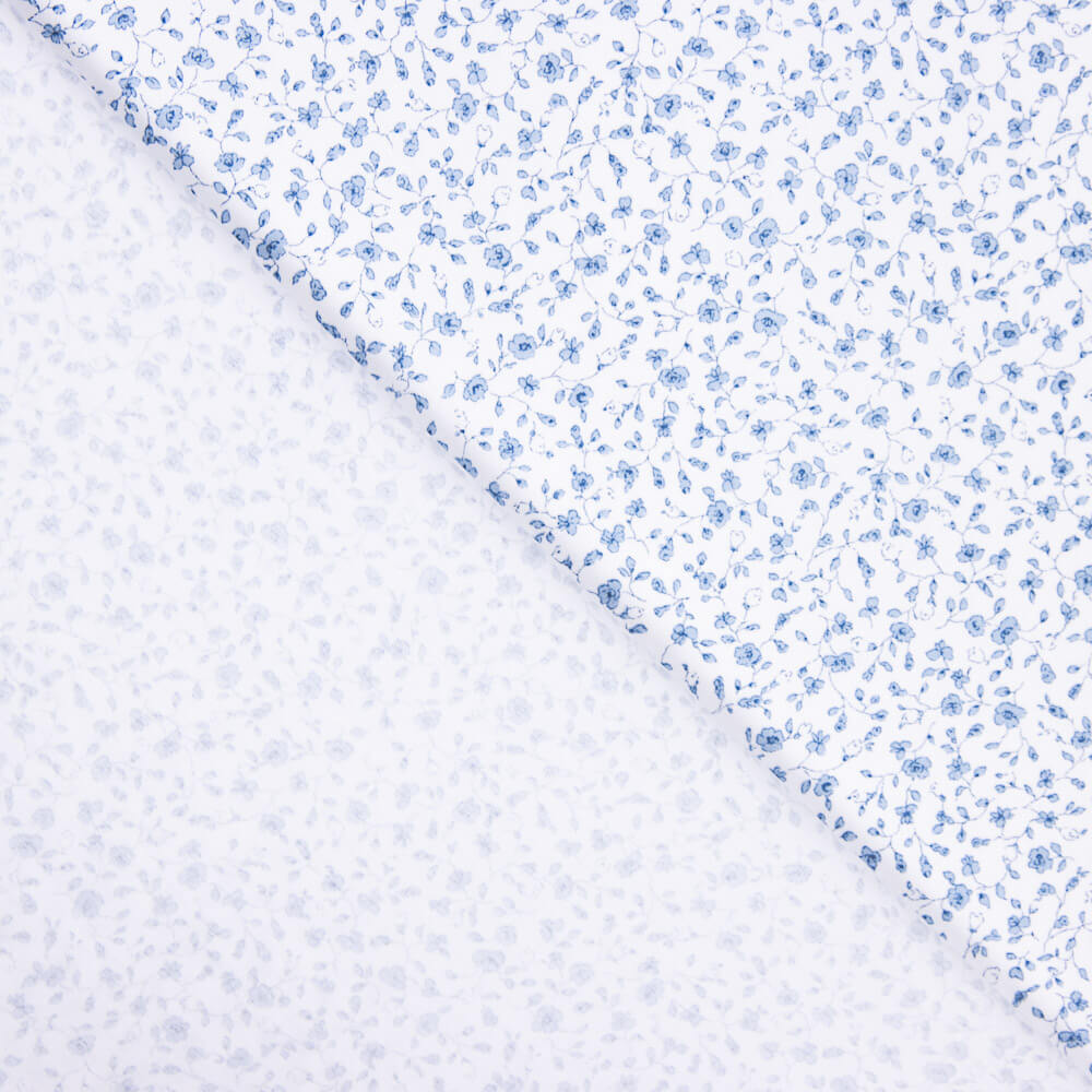 Popelín Algodón Orgánico Infantil Mini Flor Azul - Ribes y Casals