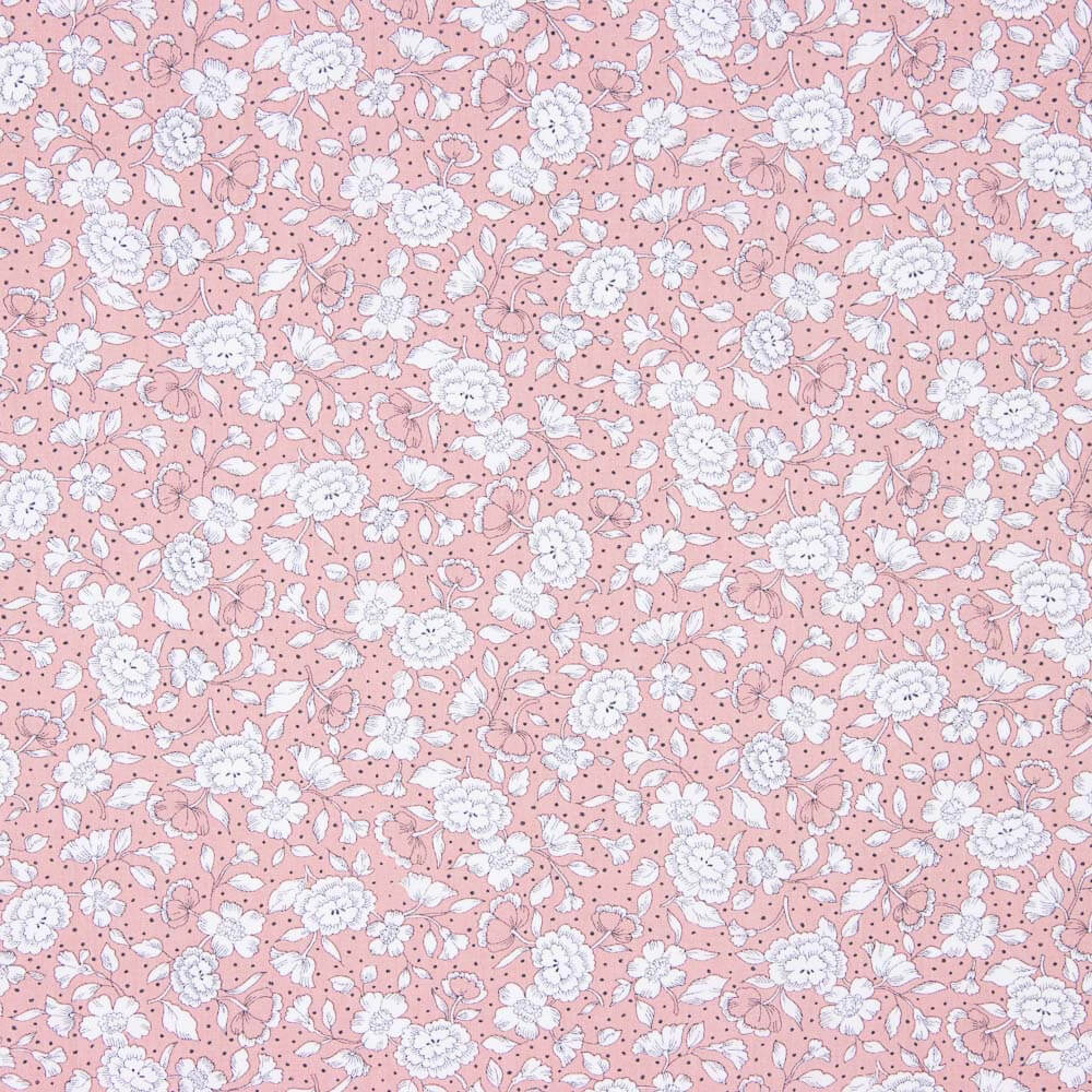 Popelín Algodón Orgánico Infantil Mini Flor Lunar Rosa - Ribes y Casals