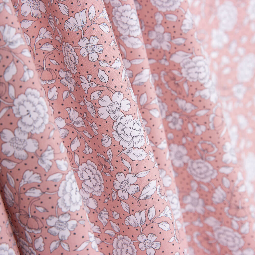 Popelín Algodón Orgánico Infantil Mini Flor Lunar Rosa - Ribes y Casals