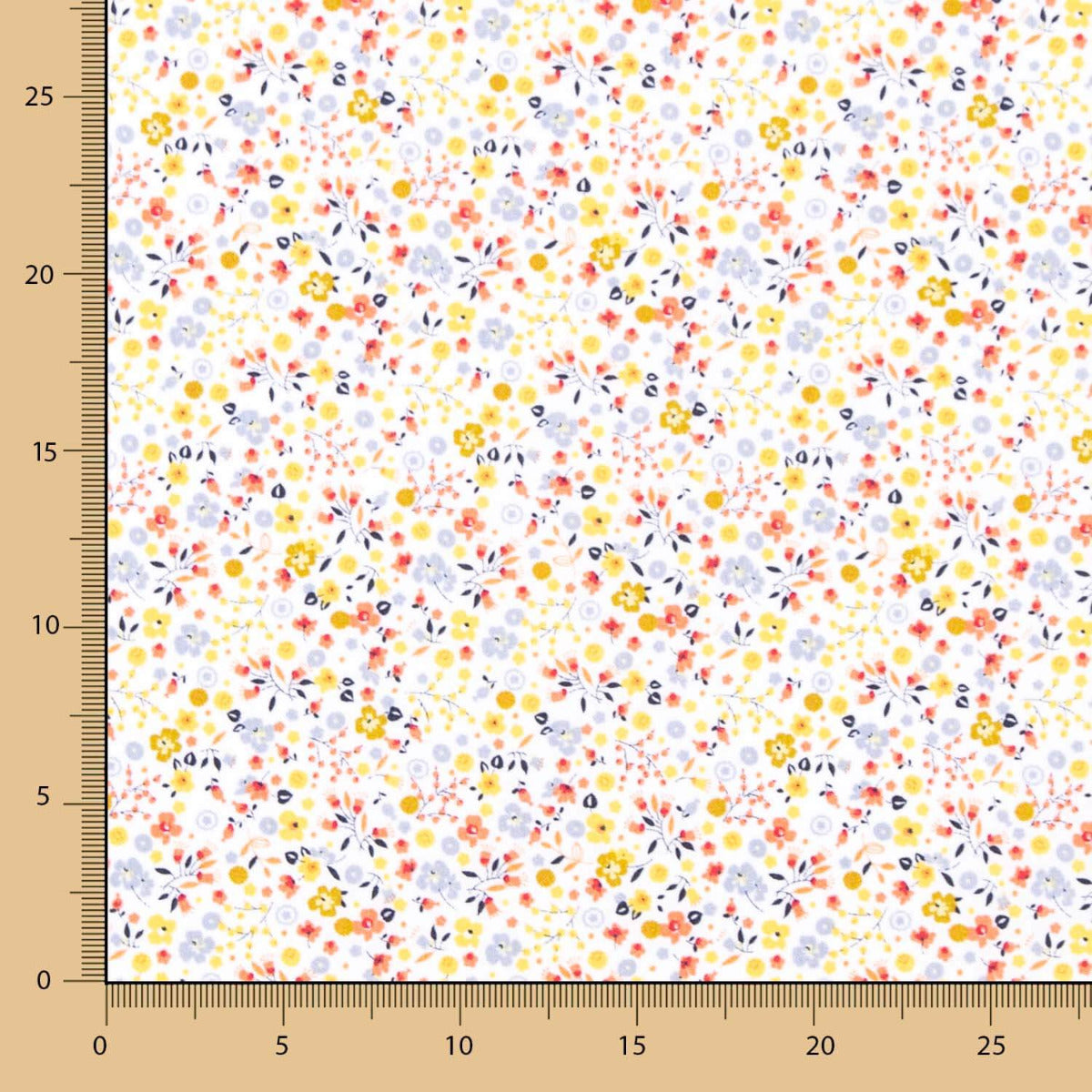 Popelín Algodón Orgánico Infantil Mini Jardín Amarillo - Ribes y Casals