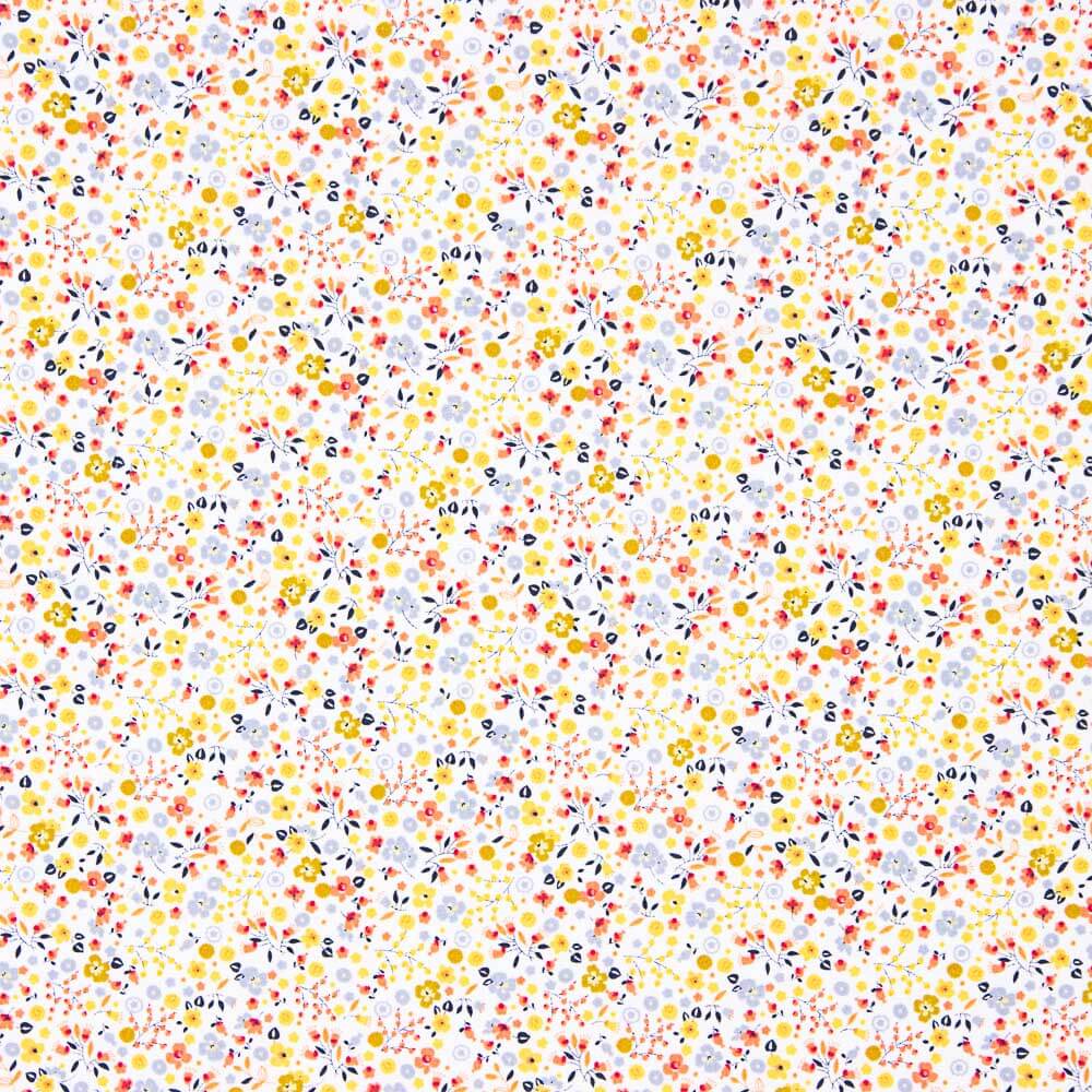 Popelín Algodón Orgánico Infantil Mini Jardín Amarillo - Ribes y Casals