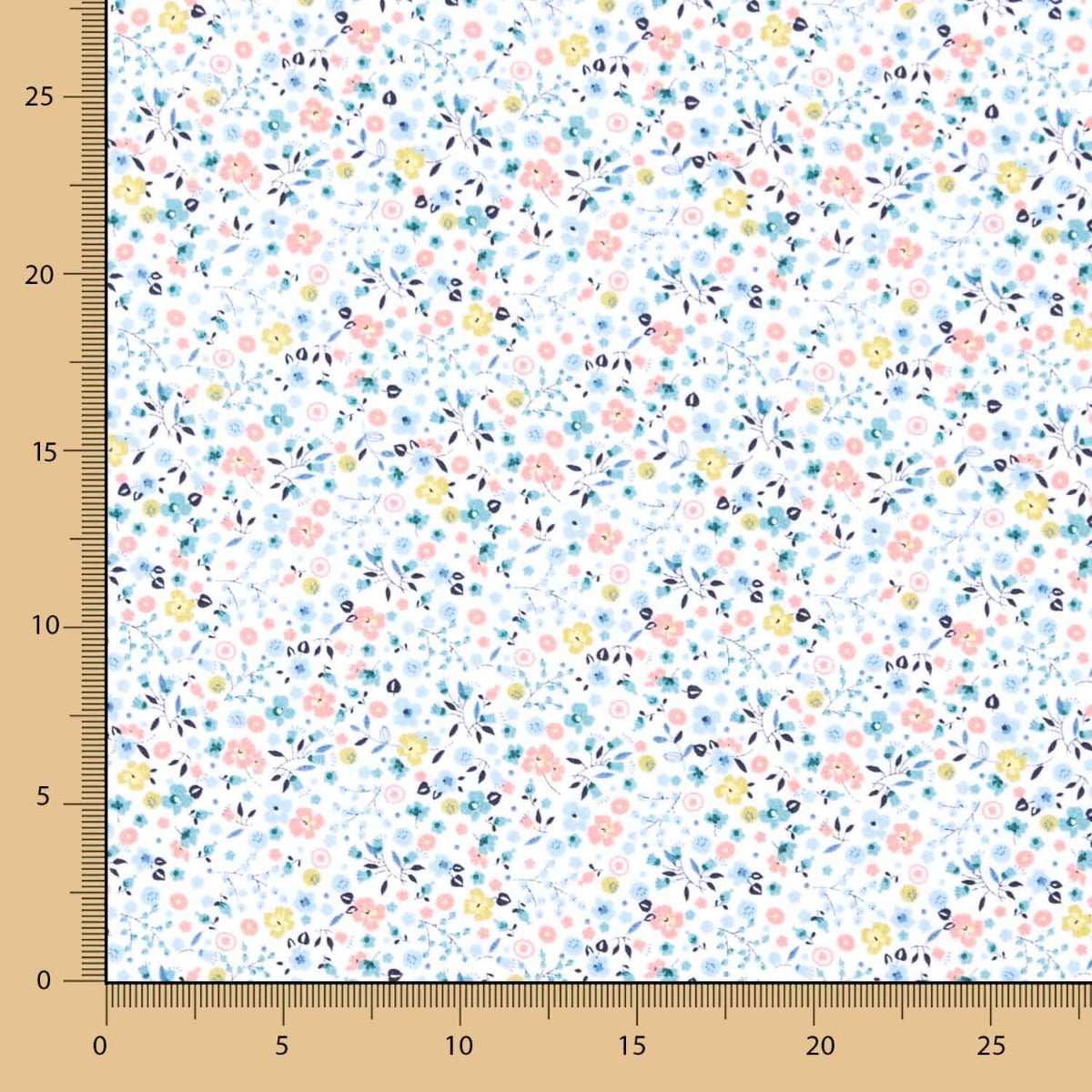 Popelín Algodón Orgánico Infantil Mini Jardín Verde Agua - Ribes y Casals