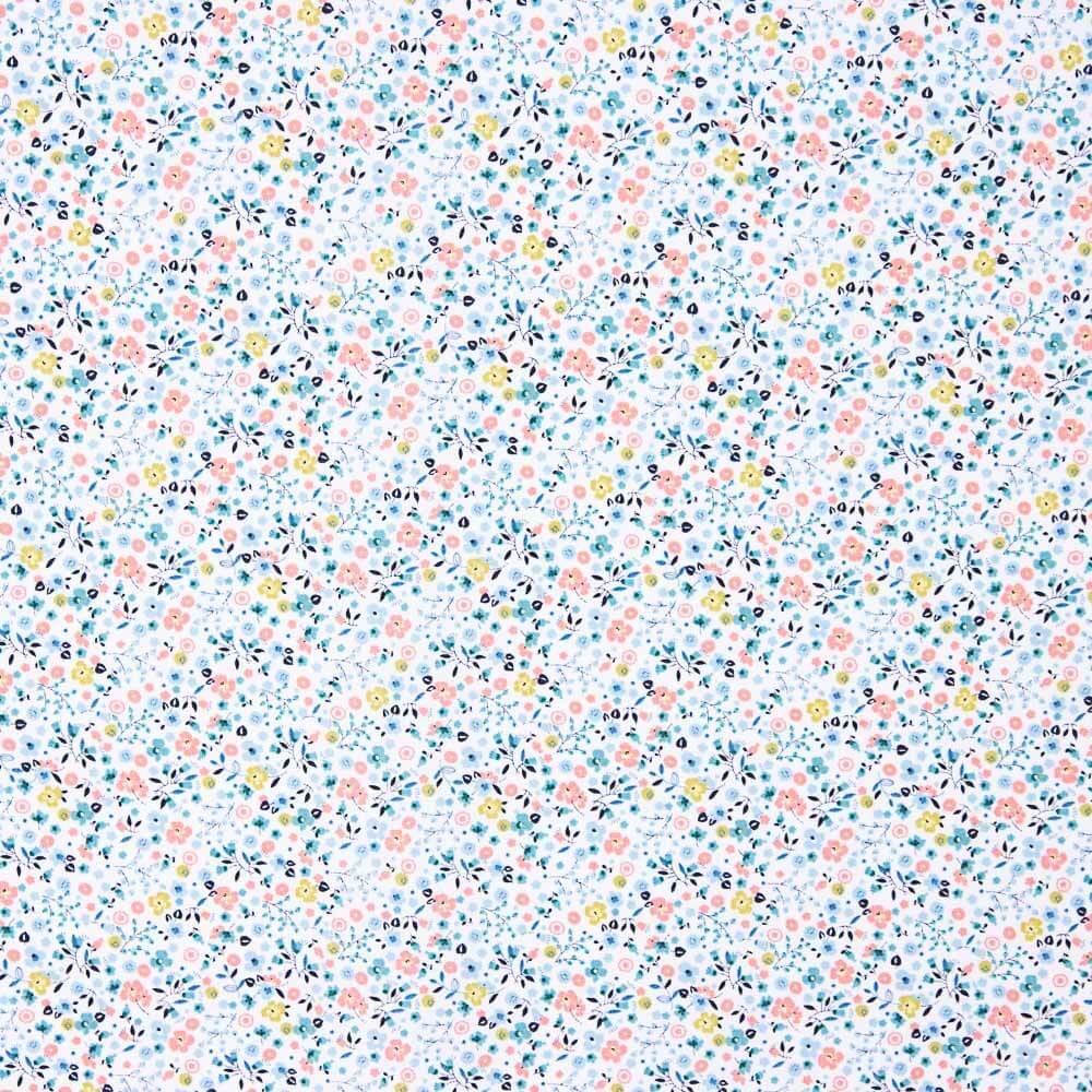 Popelín Algodón Orgánico Infantil Mini Jardín Verde Agua - Ribes y Casals