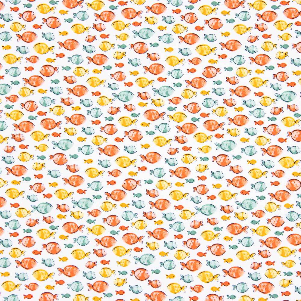 Popelín Algodón Orgánico Infantil Peces Coral - Ribes y Casals