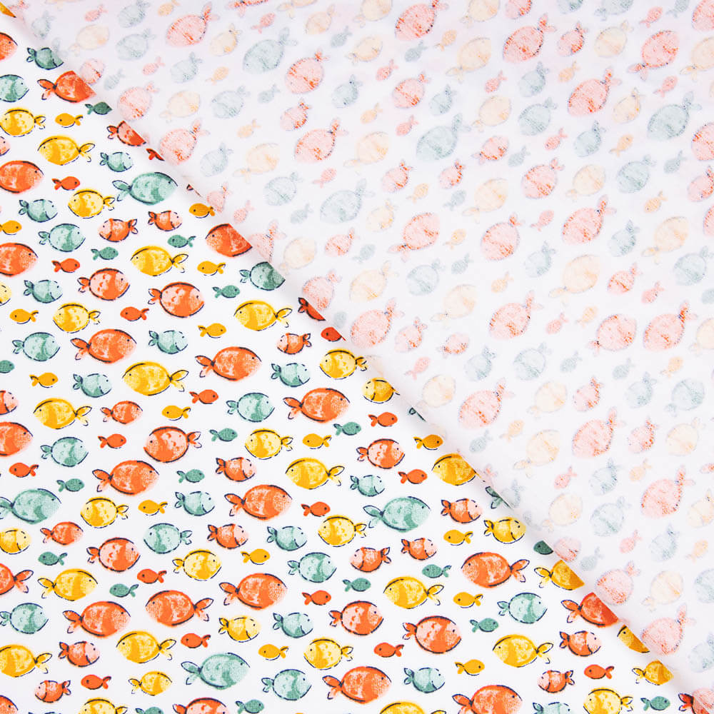 Popelín Algodón Orgánico Infantil Peces Coral - Ribes y Casals