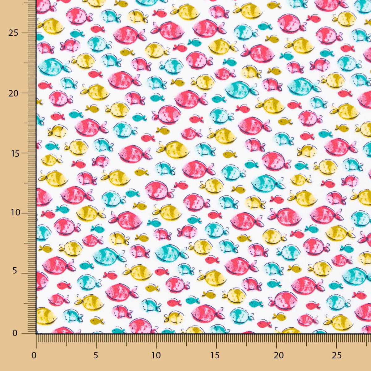 Popelín Algodón Orgánico Infantil Peces Rosa - Ribes y Casals