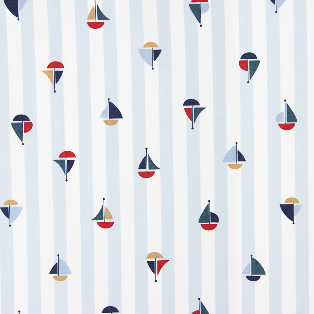 Popelín Algodón Orgánico Infantil Vichy Barcos - Ribes y Casals