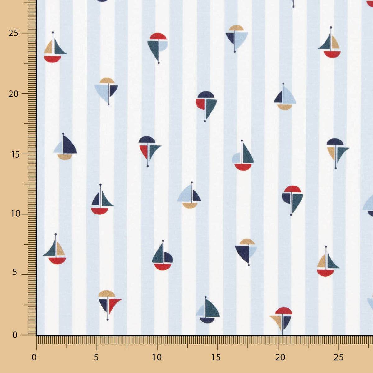 Popelín Algodón Orgánico Infantil Vichy Barcos - Ribes y Casals