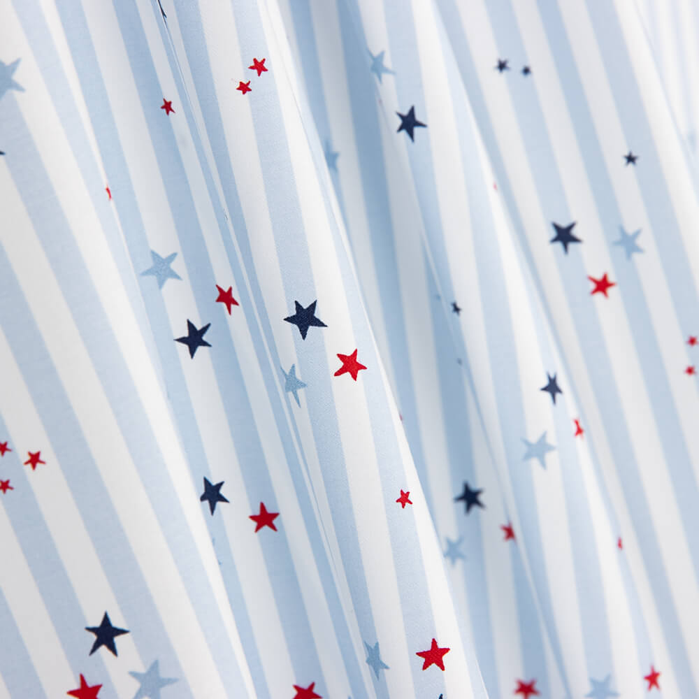 Popelín Algodón Orgánico Infantil Vichy Estrellas - Ribes y Casals