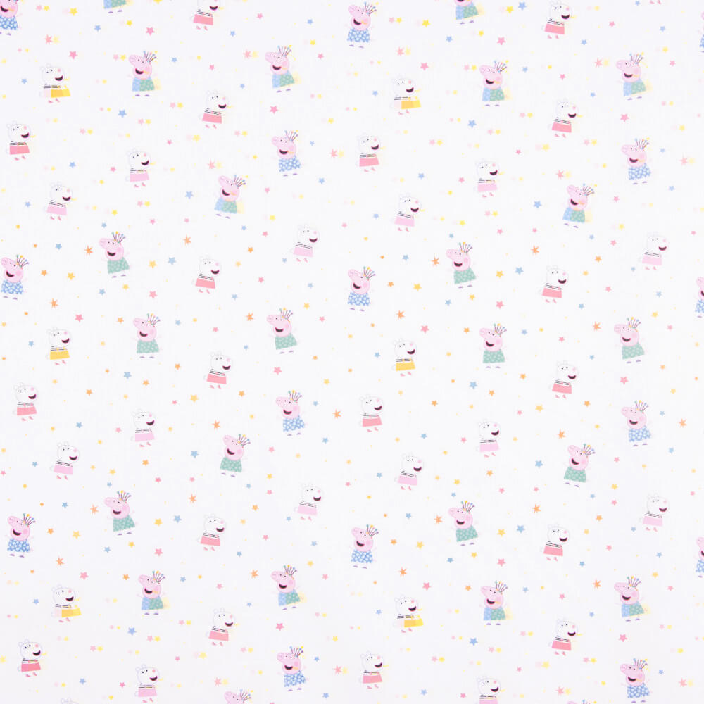 Popelín Algodón Peppa Pig Blanco - Ribes y Casals