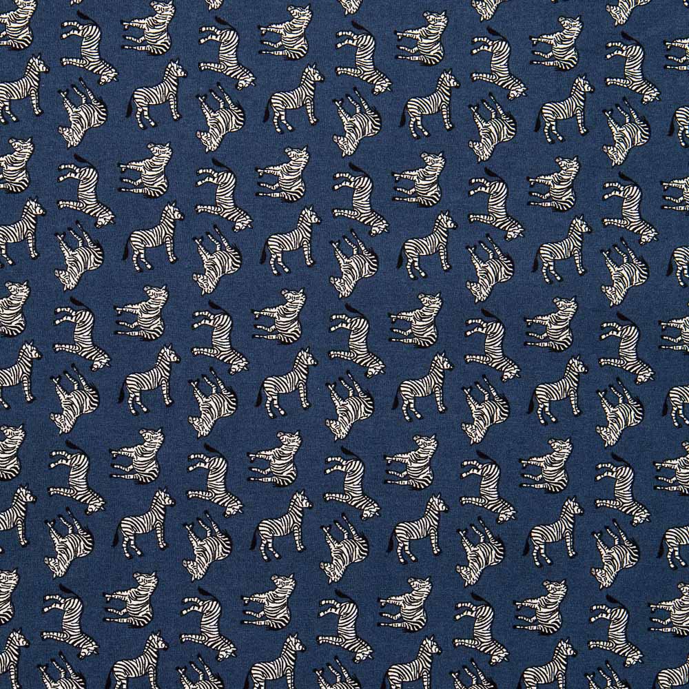 Retal Popelín Cebras Azul 90x145 cm - Ribes y Casals