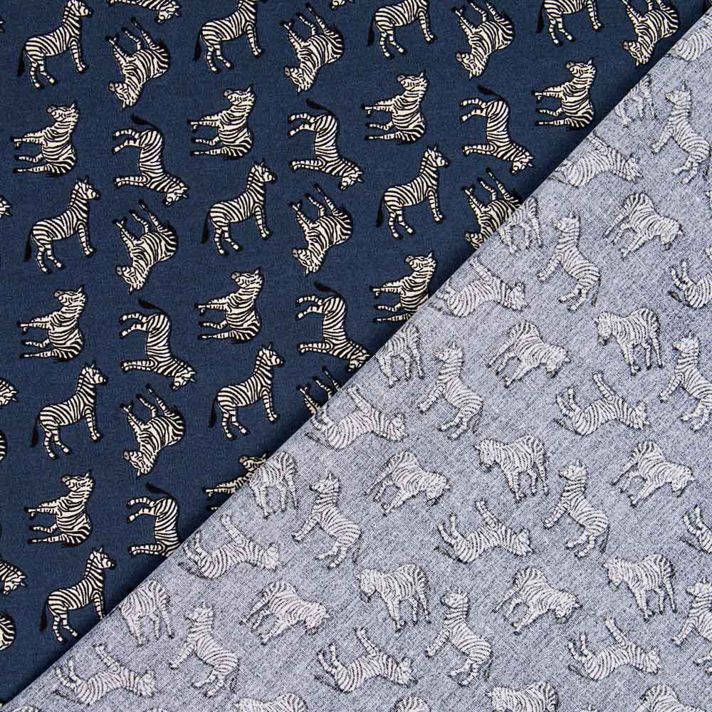 Popelín Cebras Azul - Ribes y Casals