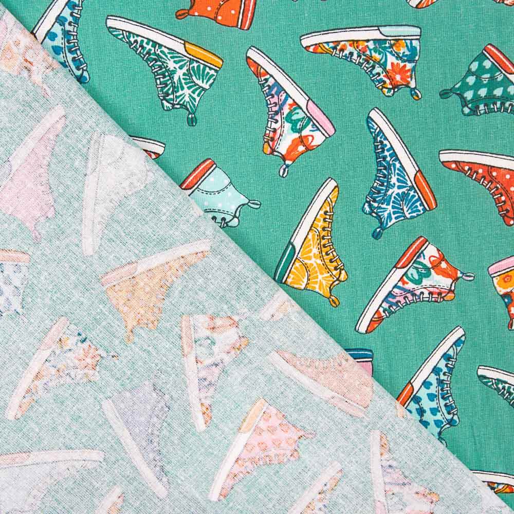 Algodón Estampado Baskets Verde - Ribes y Casals