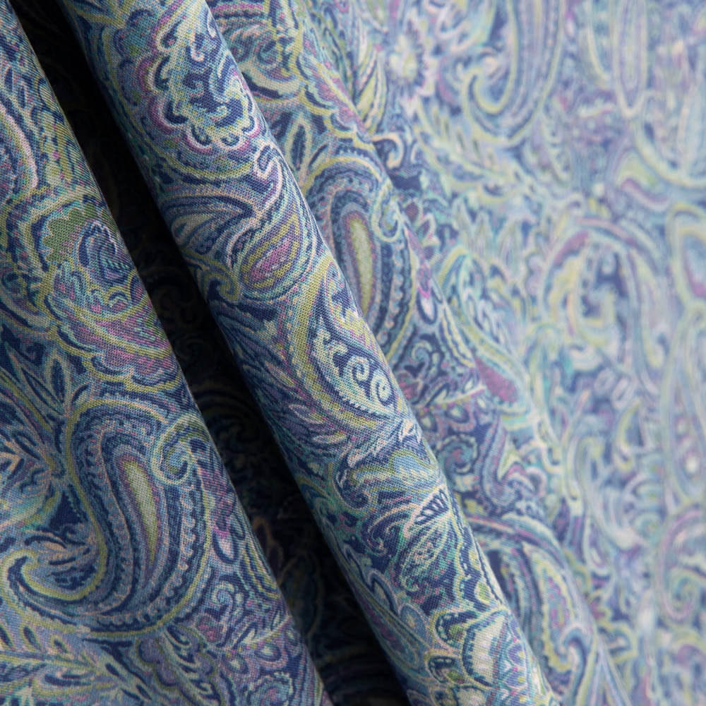 Popelín Estampado Cachemire Azules - Ribes y Casals