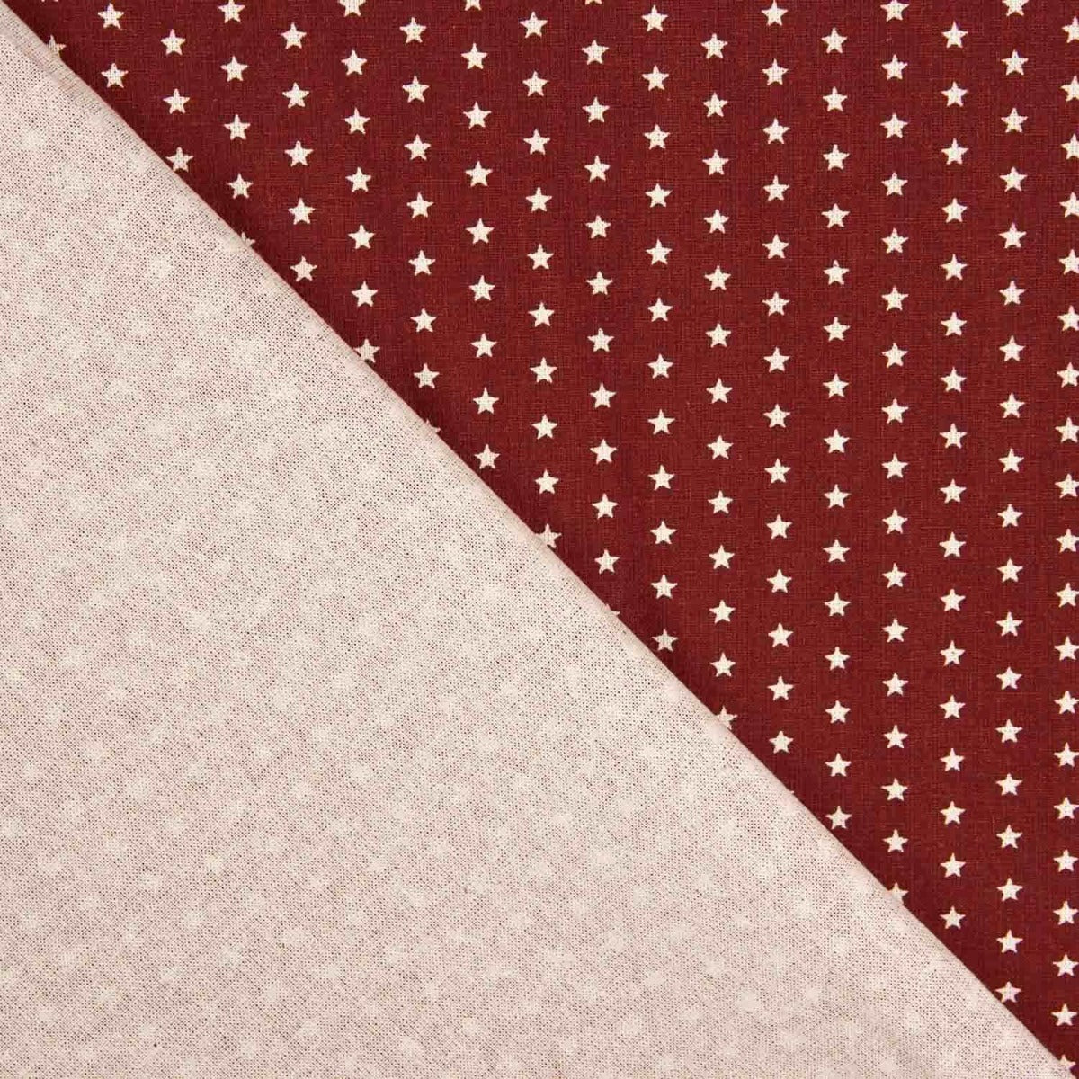 Popelín Estampado Estrellas Crudo-Grana - Ribes y Casals