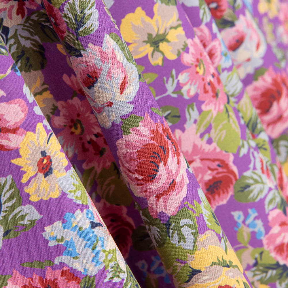 Popelín Estampado Flamenca Cretona Morado - Ribes y Casals