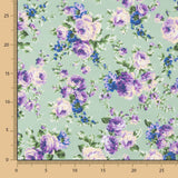Popelín Estampado Flamenca Cretona Azul Fondo Verde Claro - Ribes y Casals