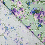Popelín Estampado Flamenca Cretona Azul Fondo Verde Claro - Ribes y Casals