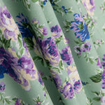 Popelín Estampado Flamenca Cretona Azul Fondo Verde Claro - Ribes y Casals